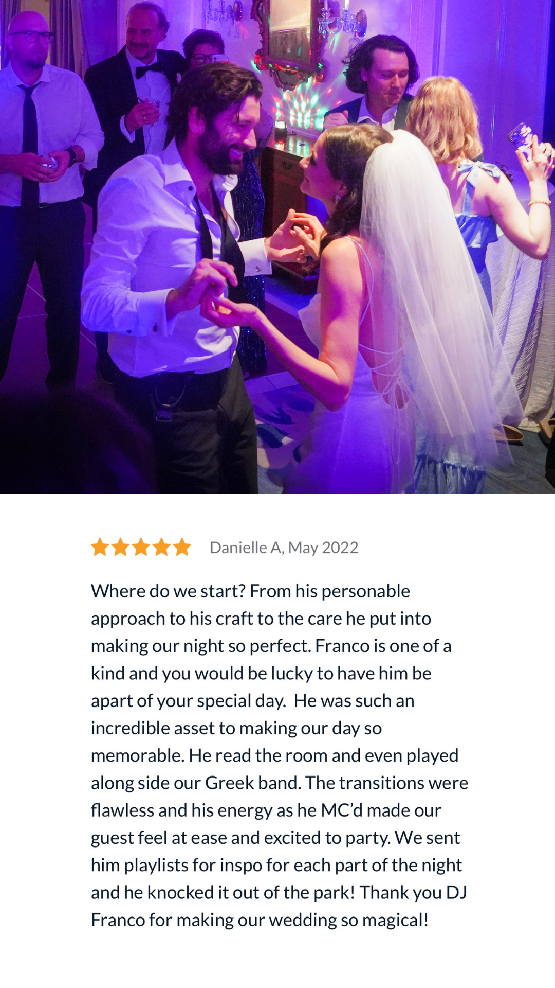 Five Star Review Couple Smiling and Dancing at Their Wedding in St. Louis