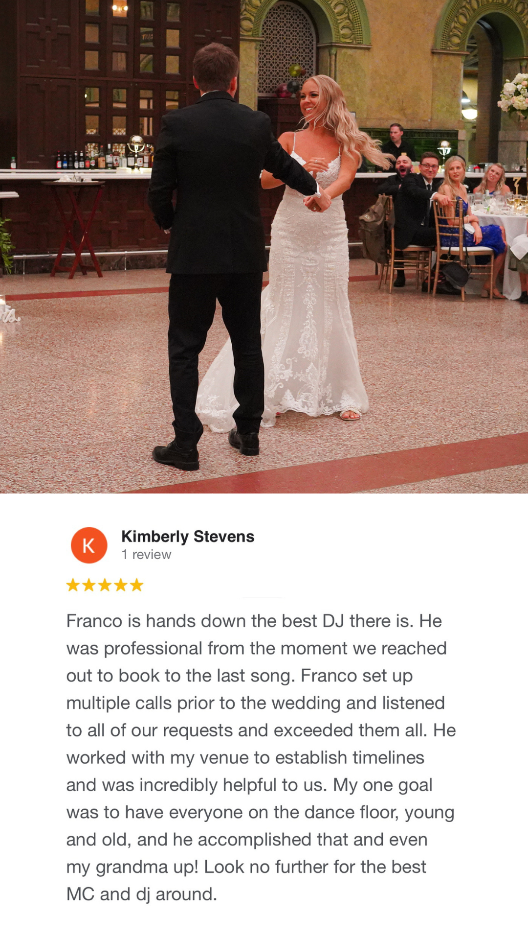 Five Star Review Happy Couple First Dance at Wedding in St. Louis